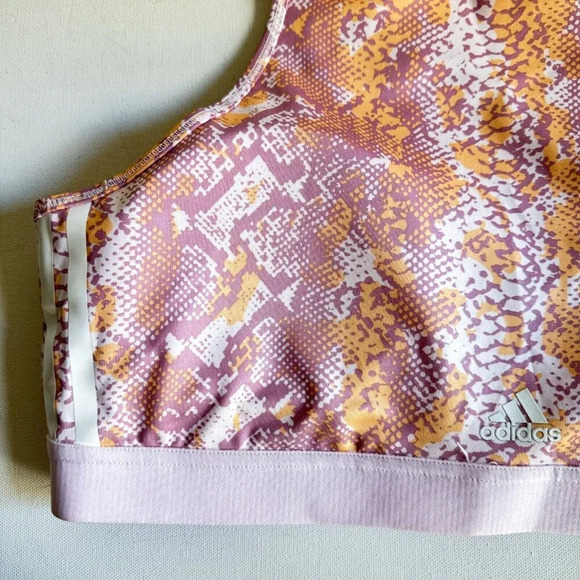 Adidas Aeroready Pink Animal Print Sports Bra Light Support 2XL - Picture 2 of 7